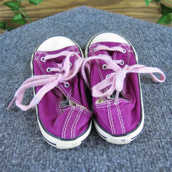 Converse Girls Sneaker‎ Low Top Sz T 9 Medium Purple Fabric Lace Up - Picture 4 of 5